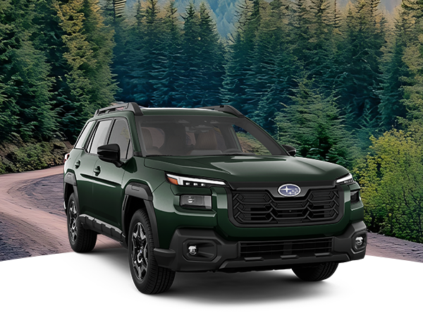 Dark green Outback driving